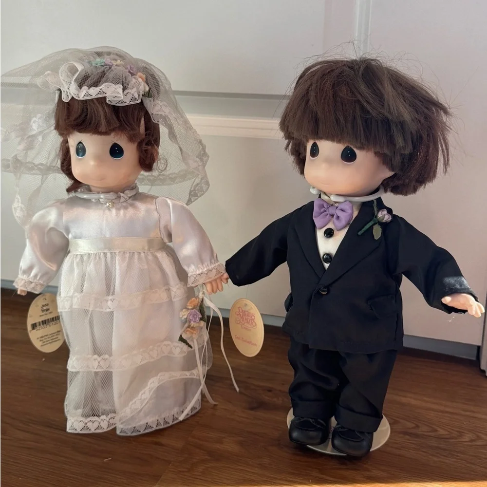 Vintage Precious‎ Moments Bride & Groom Dolls Pair Jessi & Jonny 90s Dolls